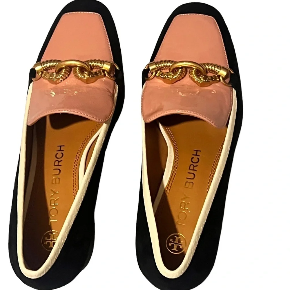 Tory Burch‎ Jessa Suede Heel Pump Black Pink Ivory